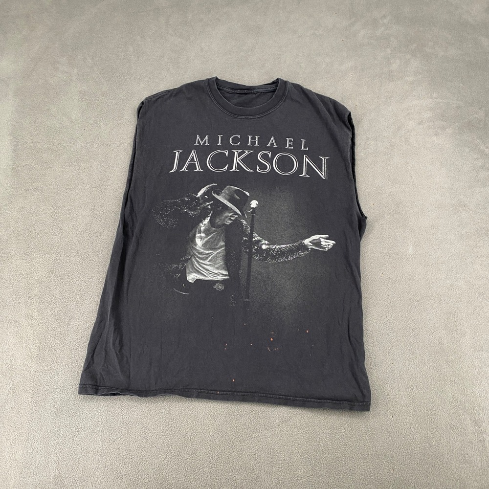 Michael Jackson Graphic Muscle Tee Vintage Grunge Y2K Sleeveless Shirt Black L